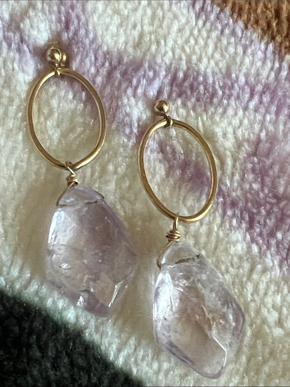1/20 14k Gold Filled Lavender Quartz (Light Amethyst) Drop Dangle Earrings